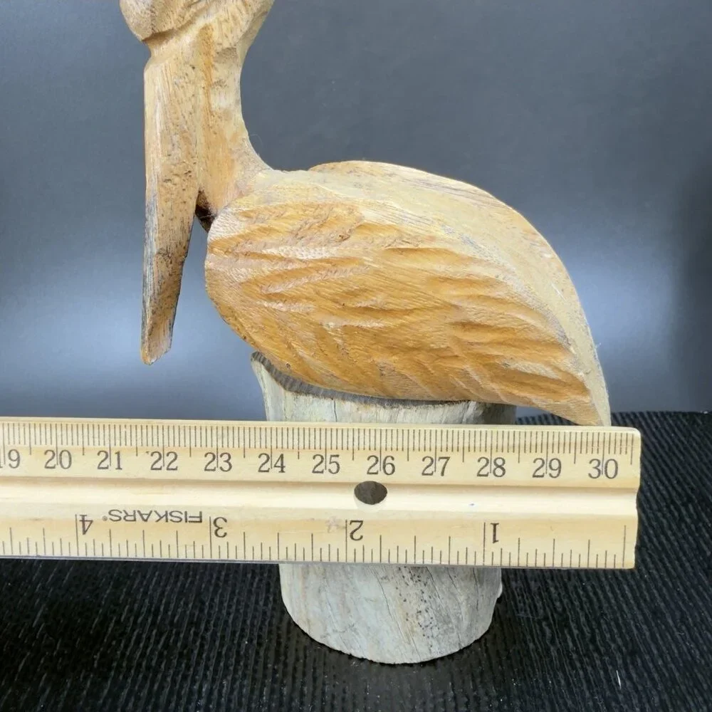 Vintage Hand Made Wooden Pelican Bird‎ Figurine Decor Hand Carved Figure VTG